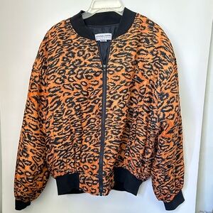 Carol Horn Workshop Vintage 100% Silk Animal Print Ziip-up Jacket~L